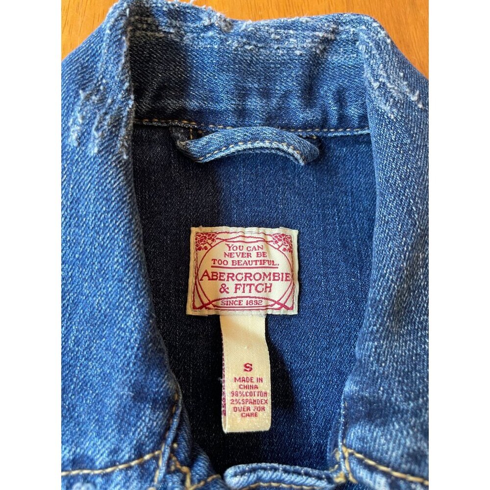 Vintage Abercrombie & Fitch Denim Jacket S Y2K Distressed Grunge - Picture 3 of 12